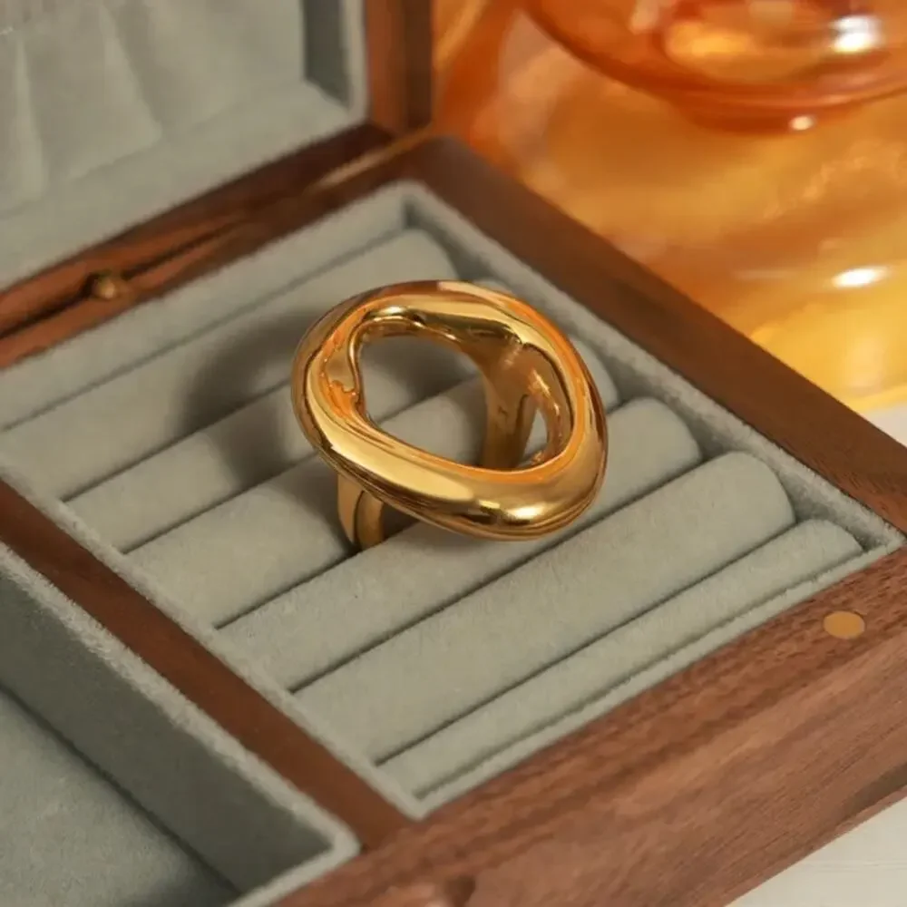 Stainless Steel Hollow Out Gold Ring